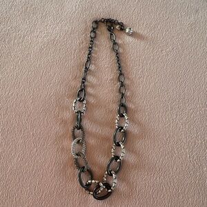 Brighton Pebble Pave gunmetal/ silver plated/Swarovski crystal link necklace.22"